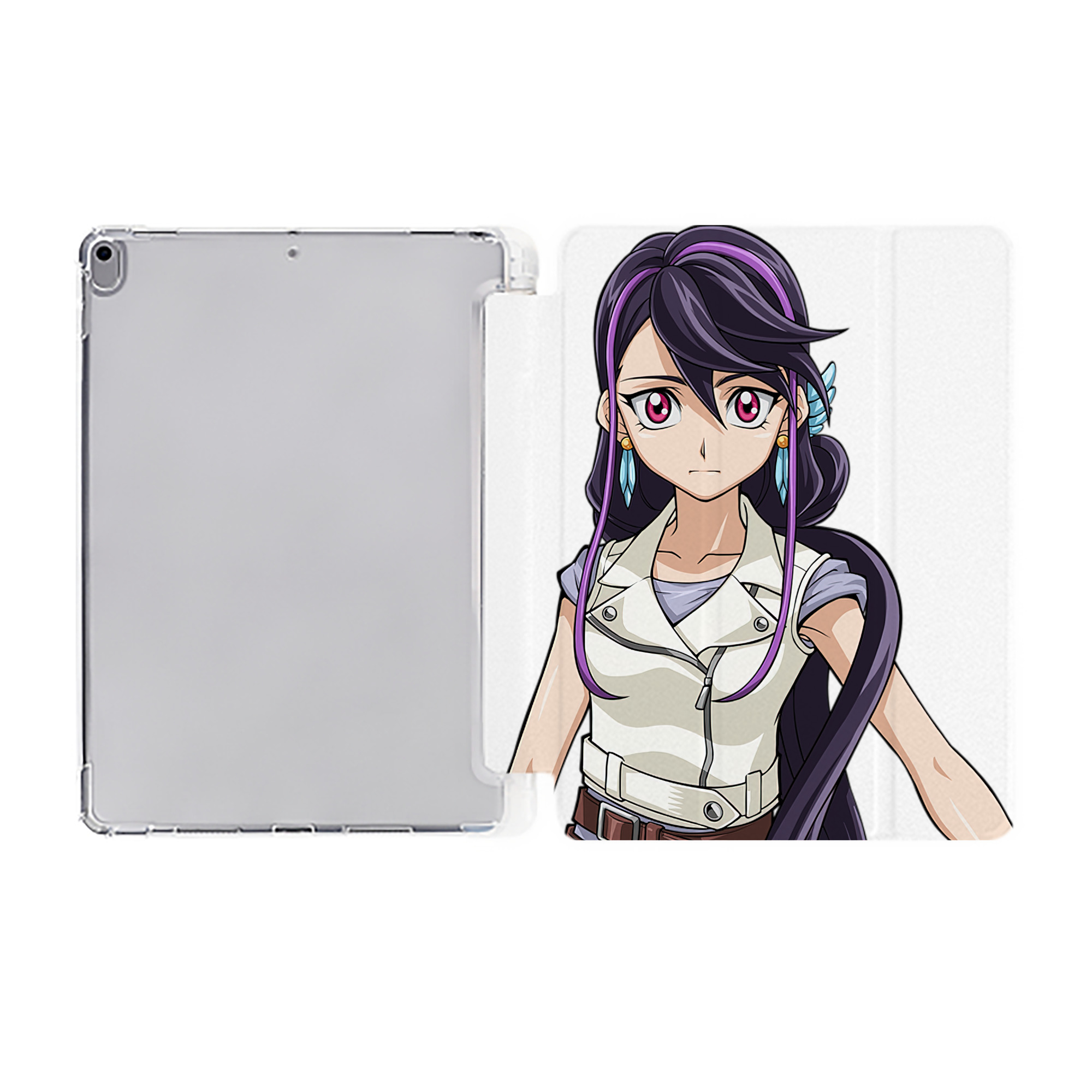 （画像用） 遊☆戯☆王 Yu-Gi-Oh! IPad ケース ペン収納付き 三つ折りスタンド PUレザー×シリコン 対応機種9.5/10.5/10.9インチ